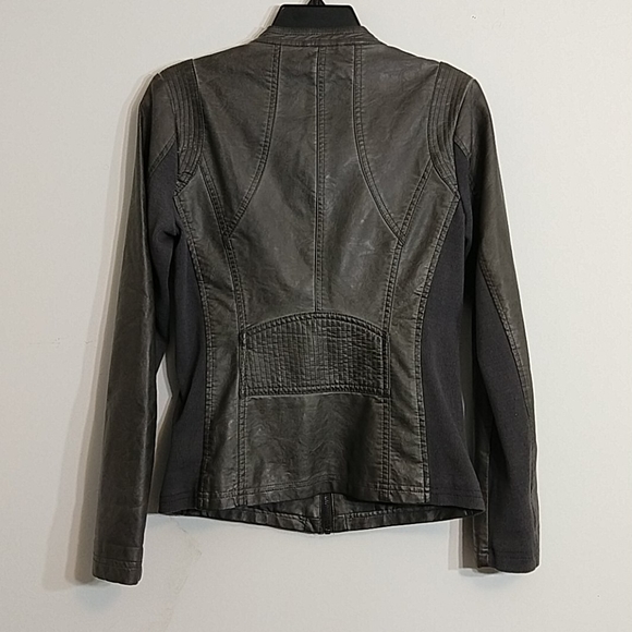 Sebby Collection Gray Faux Leather Moto Jacket - Picture 5 of 10